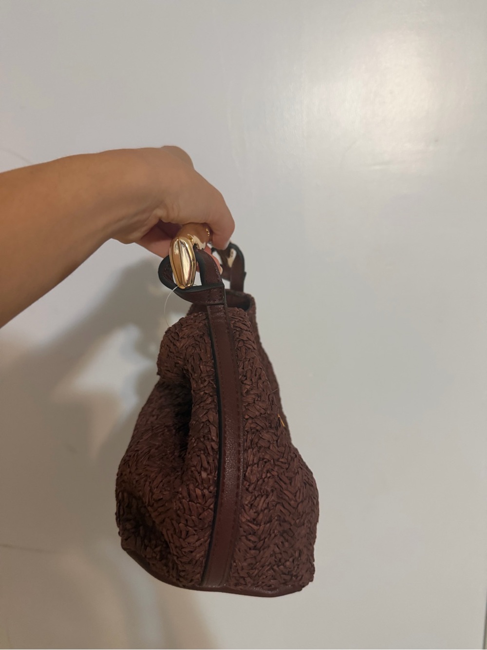 Viral H&M NWT Metal Handle Bag Shoulder Bag Straw Raffia Vacation - Picture 5 of 6